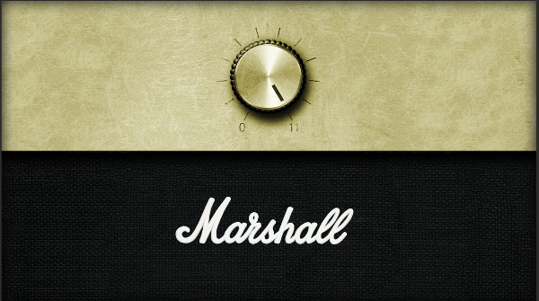 Image of a Marshall amplifier with a volume knob that goes from 1 to 11