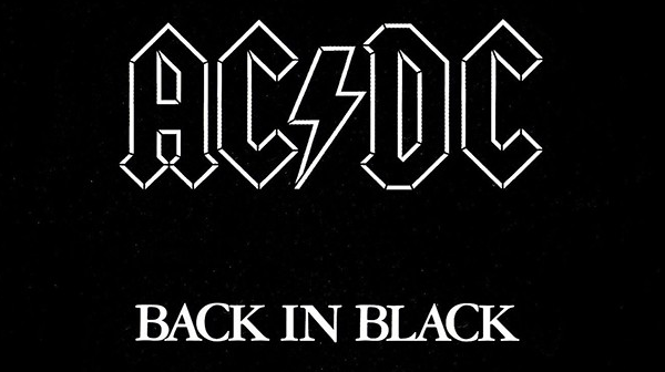 Image of the album cover of AC/DC's "Back in Black"